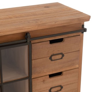 Buffet en bois et métal 4 tiroirs 2 portes coulissantes MIRA - HELLIN