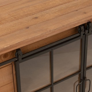 Buffet en bois et métal 4 tiroirs 2 portes coulissantes MIRA - HELLIN