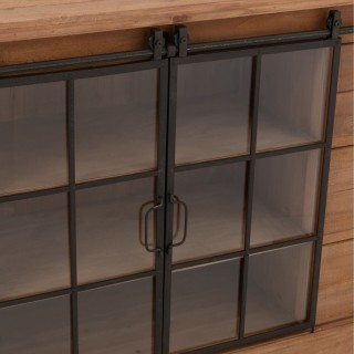 Buffet en bois et métal 4 tiroirs 2 portes coulissantes MIRA - HELLIN