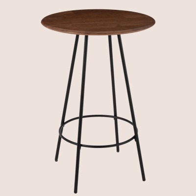 Table de bar ronde en bois et métal style industriel D60 VARNY - HELLIN