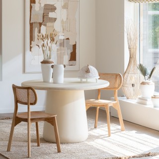 Table à manger ronde organique beige D118 MILLY - HELLIN