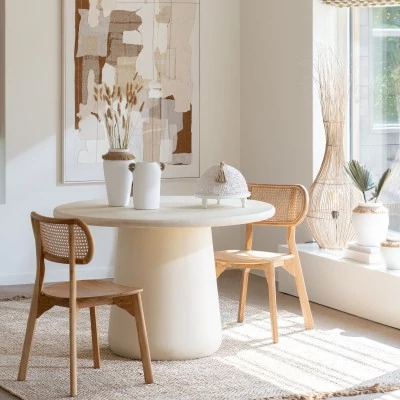 Table à manger ronde organique beige D118 MILLY - HELLIN