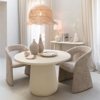 Table à manger ronde organique beige D118 MILLY - HELLIN