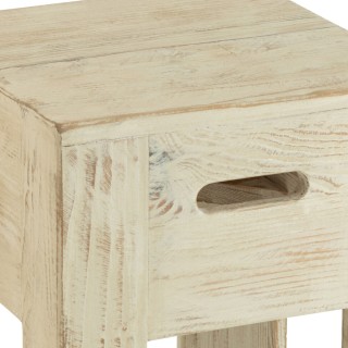 Tabourets en bois massif carrés (lot de 2) TERRA - HELLIN