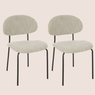 Chaises de salle à manger design en tissu beige (lot de 2)  ARKO - HELLIN