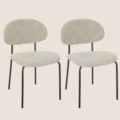 Chaises de salle à manger design en tissu beige (lot de 2)  ARKO - HELLIN