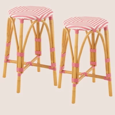 Tabourets de bar parisiens assise tressée (lot de 2) MONTMARTRE - HELLIN
