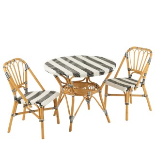 Table ronde parisienne tressée rayures D90 2 places MONTMARTRE - HELLIN