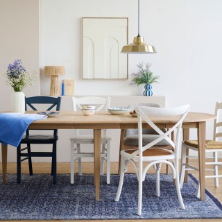 Lot de 2 allonges bois blanchi table ronde D115 pieds fuseau VICTORIA | Hellin