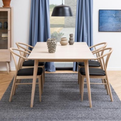 Table à manger extensible en chêne blanchi 8 à 14 couverts, longueur 300 cm - HELLIN