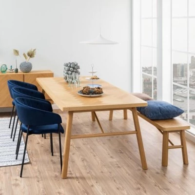 Table à manger rectangulaire en chêne L200 de style scandinave WALY - HELLIN
