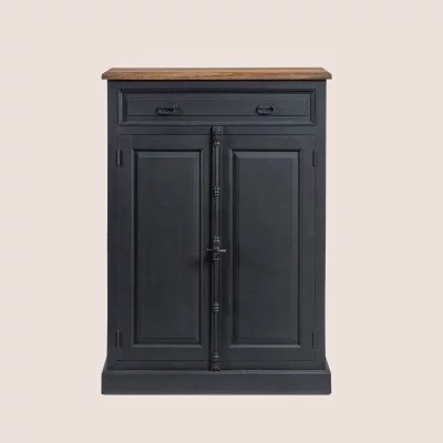 Bahut haut de rangement en bois et teck massif pour la salle à manger.