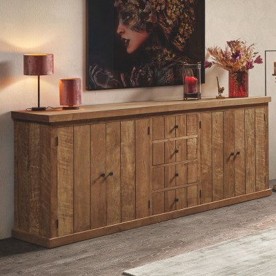 Buffet 4 portes 4 tirois pour une salle à manger confortable et authentique