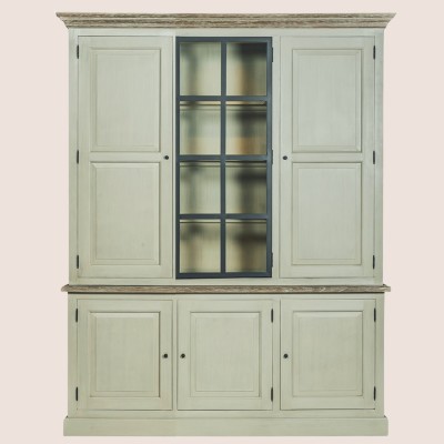 Vaisselier en bois et portes vitrées VILLAS pour une ambiance authentique et chaleureuse.