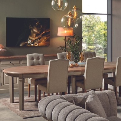 Table extensible en bois massif pouvant accueillir jusqu'à 14 personnes