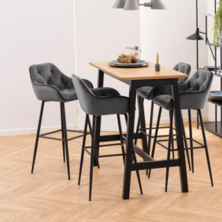 Chaise de bar avec accoudoirs en velours et métal (lot de 2) TERI - HELLIN