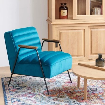 Fauteuil chic et relax en velours et métal LISBOA - HELLIN