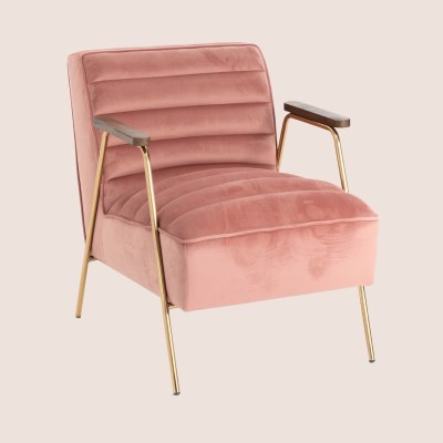 Fauteuil relax en velours et métal doré LISBOA - HELLIN