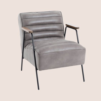 Fauteuil relax en PU et métal noir LISBOA - HELLIN