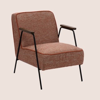 Fauteuil vintage en tissu chiné et pieds métal SINTRA - HELLIN