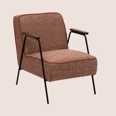 Fauteuil vintage en tissu chiné et pieds métal SINTRA - HELLIN
