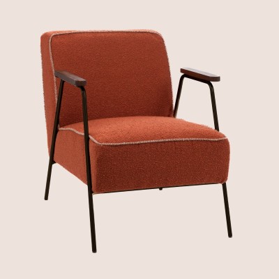 Fauteuil vintage en tissu uni et pieds métal SINTRA - HELLIN