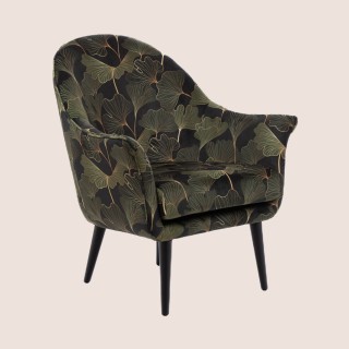 Fauteuil en velours peau de pêche aux motifs fleuris NOAH - HELLIN