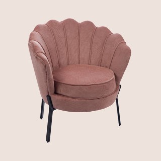 Fauteuil en velours côtelé et pieds en métal noir ARUM - HELLIN