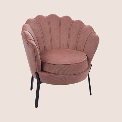 Fauteuil en velours côtelé et pieds en métal noir ARUM - HELLIN