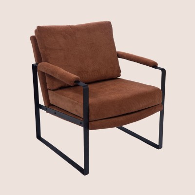 Fauteuil à accoudoirs en métal et velours côtelé INDY - HELLIN