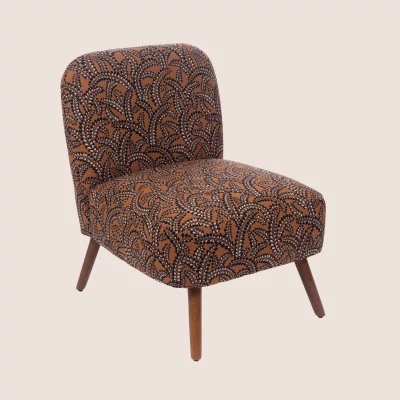Fauteuil trendy en tissu et pieds en bois ELIAD - HELLIN
