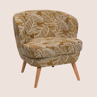 Fauteuil rétro en tissu jacquard motifs floraux DAGOBERT - HELLIN