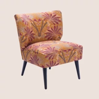 Fauteuil crapaud en tissu orange à motifs RANCHI - HELLIN