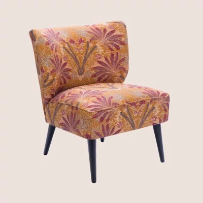 Fauteuil crapaud en tissu orange à motifs RANCHI - HELLIN