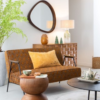 Canapé 2 places en tissu en relief marron SINTRA - HELLIN