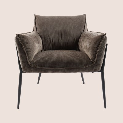 Fauteuil à accoudoirs pieds métal et velours ROXANE - HELLIN