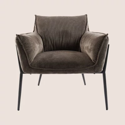 Fauteuil à accoudoirs pieds métal et velours ROXANE - HELLIN