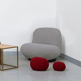 Fauteuil bas pivotant en tissu bouclette JEAN - HELLIN