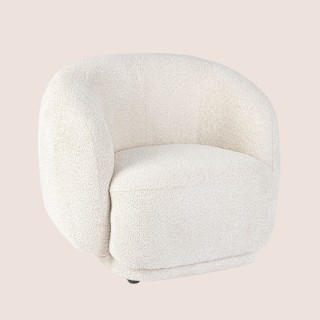 Fauteuil 1 place en tissu bouclette blanc ELLA - HELLIN