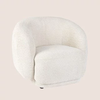 Fauteuil 1 place en tissu bouclette blanc ELLA - HELLIN