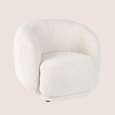 Fauteuil 1 place en tissu bouclette blanc ELLA - HELLIN