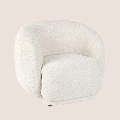 Fauteuil 1 place en tissu bouclette blanc ELLA - HELLIN
