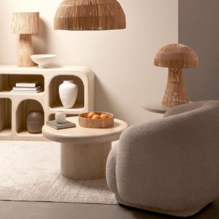 Fauteuil 1 place en tissu bouclette blanc ELLA - HELLIN