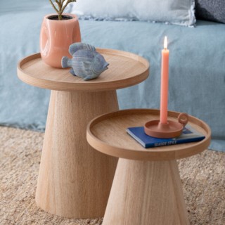 Table basse ronde en bois naturel (set de 2) AGATHE - HELLIN
