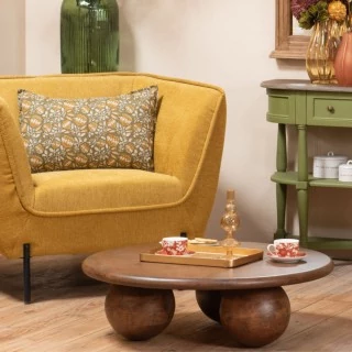 Table basse ronde ethnique en manguier D90 KANO - HELLIN