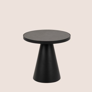 Bout de canapé rond en céramique et métal noir D45 - GIROLLE