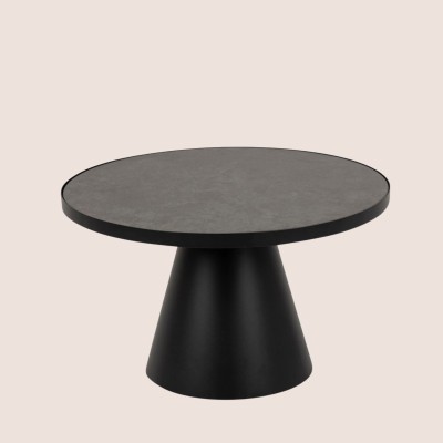 Table basse ronde en verre/céramique et métal D65 GIROLLE - HELLIN