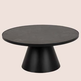 Table basse ronde en verre/céramique et métal D85 GIROLLE - HELLIN