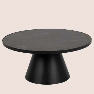 Table basse ronde en verre/céramique et métal D85 GIROLLE - HELLIN