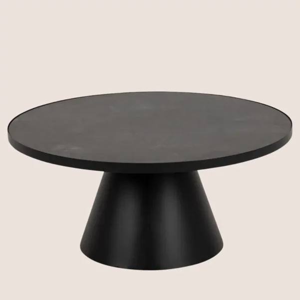 Table basse ronde en verre/céramique et métal D85 GIROLLE - HELLIN